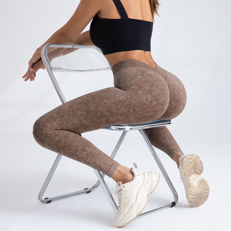Pfirsich Hüft hochziehen Nahtlose Yoga hosen