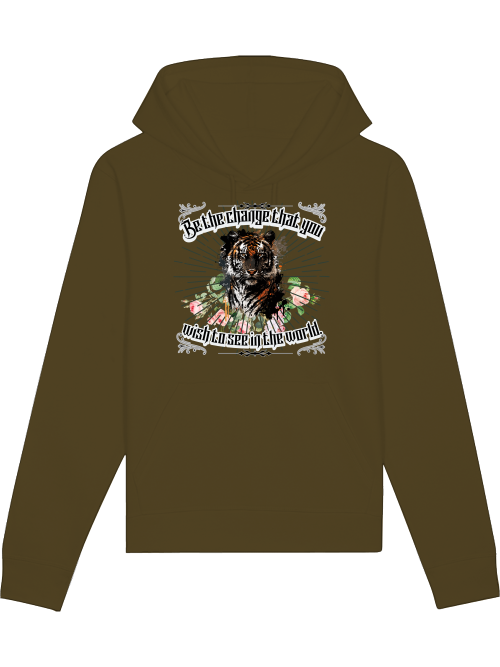 Hoodie Drummer Tiger motif, Be the change that you wish to see in the world