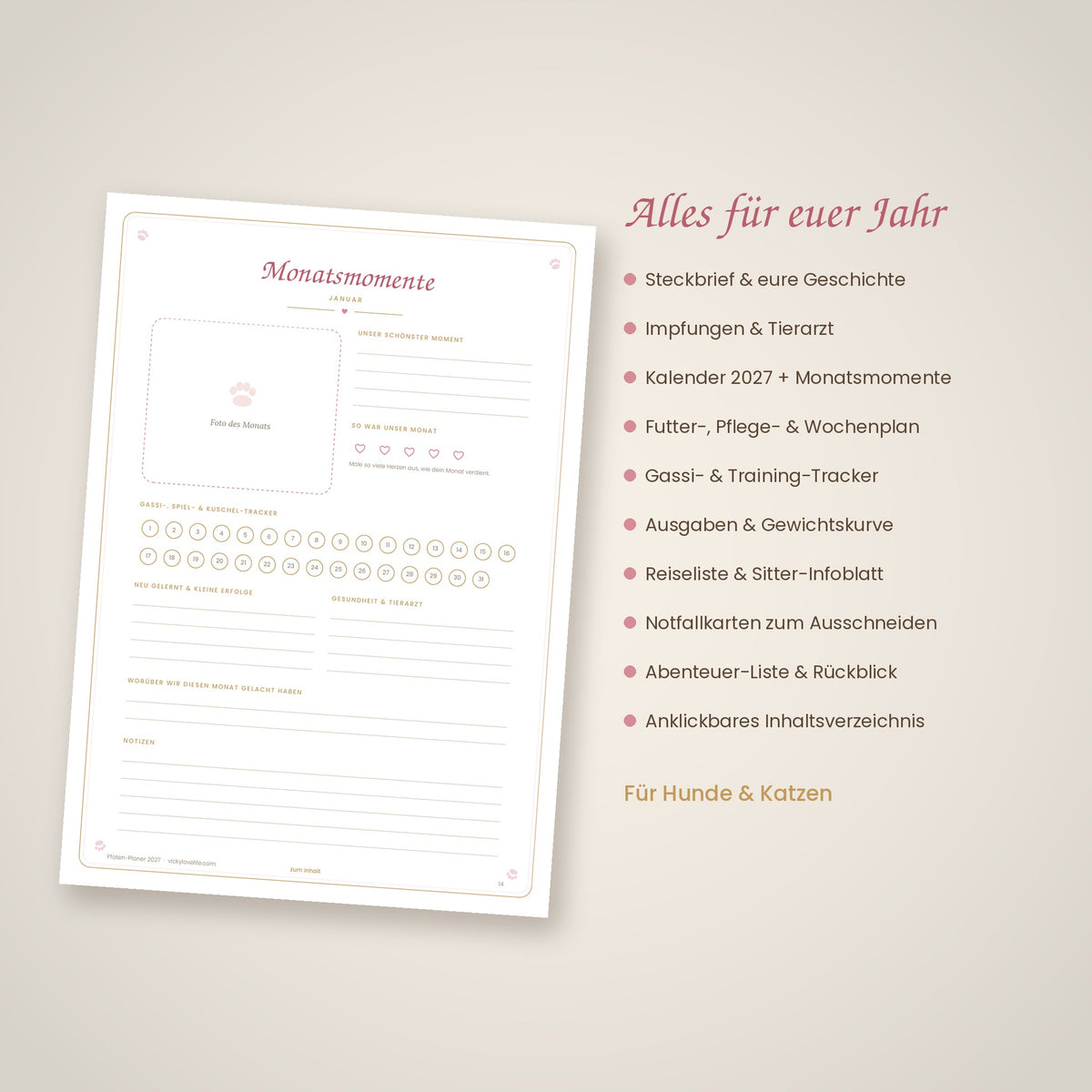 Pfoten-Planer 2027 – Jahresplaner für Hunde- & Katzenmenschen (PDF)
