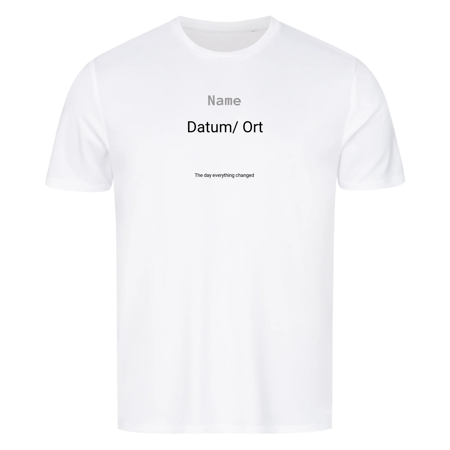 Personalisiertes T-Shirt mit Name, Datum & Wunschtext
