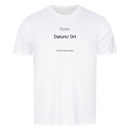 Personalisiertes T-Shirt mit Name, Datum & Wunschtext
