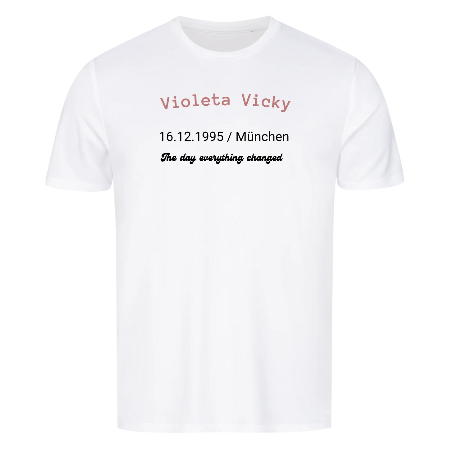 Personalisiertes T-Shirt mit Name, Datum & Wunschtext