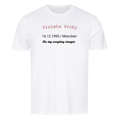 Personalisiertes T-Shirt mit Name, Datum & Wunschtext