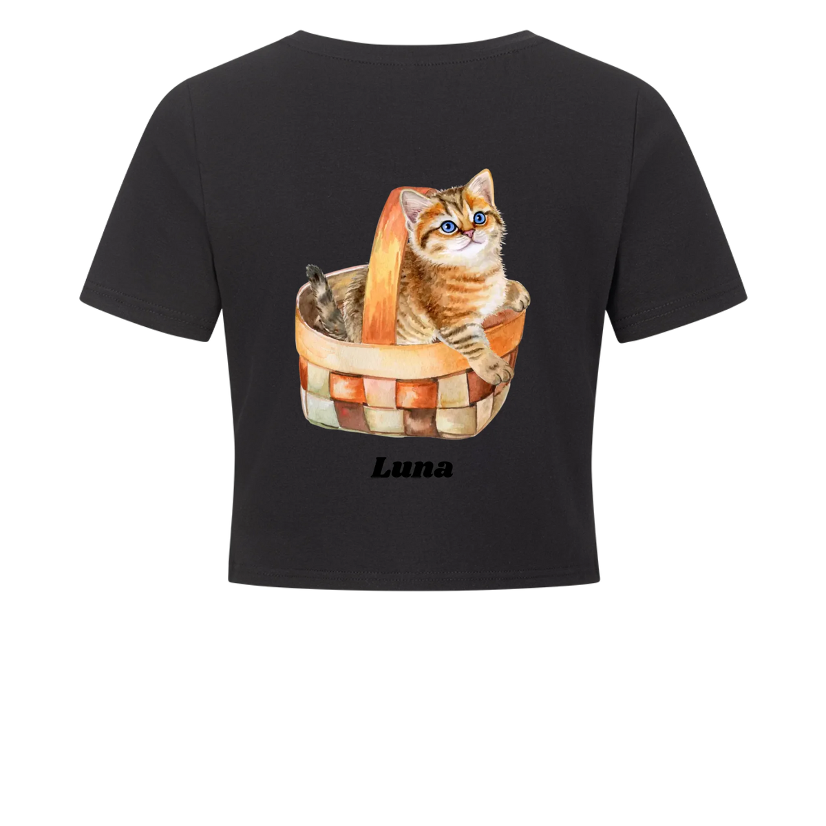 Damen-Crop-Top personalisiert – Deine Katze & Name