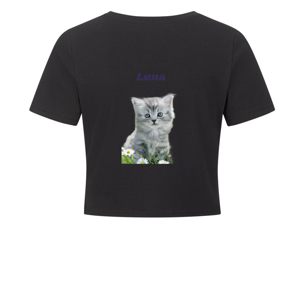 Personalisiertes Damen-Crop-Top mit Foto & Name/Hund oder Katze