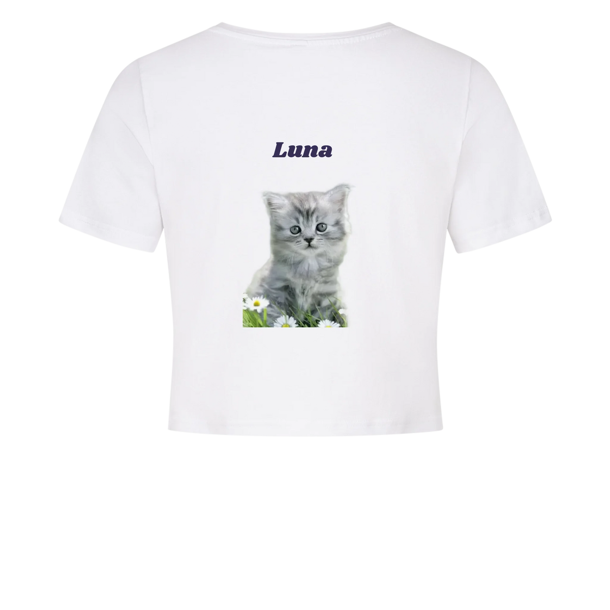 Personalisiertes Damen-Crop-Top mit Foto & Name/Hund oder Katze