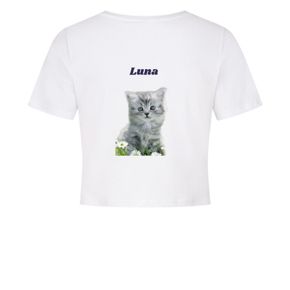 Personalisiertes Damen-Crop-Top mit Foto & Name/Hund oder Katze