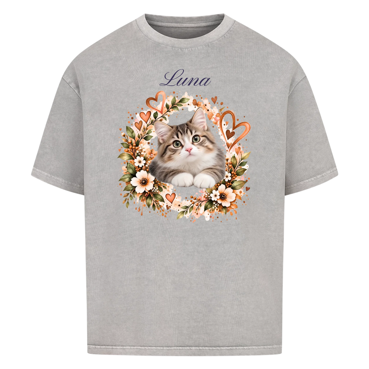 Meine Katze. Meine Familie.-Personalisiertes Oversize T-Shirt