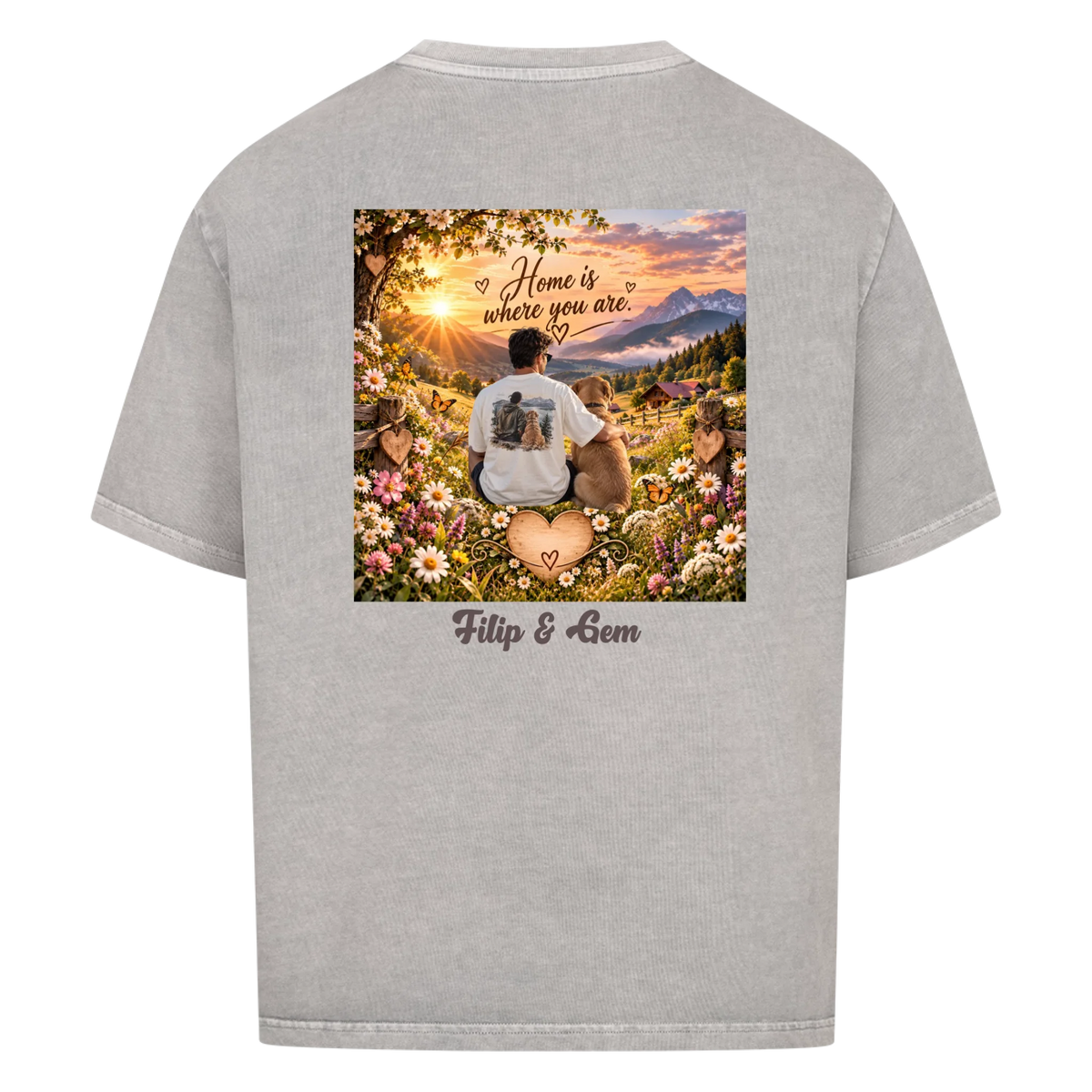 Mein Liebling-Foto, Name & Wunschrahmen-Oversized T-Shirt