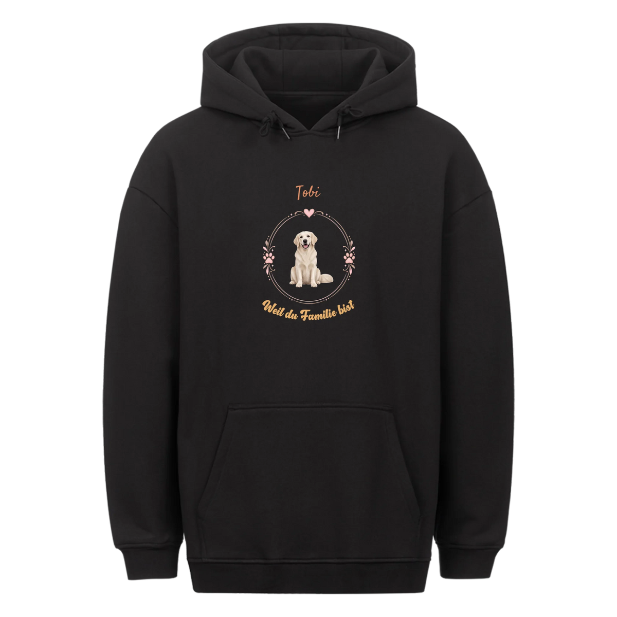 Personalisierter Oversized Hoodie-Foto deines Vierbeiners im Mittelpunkt
