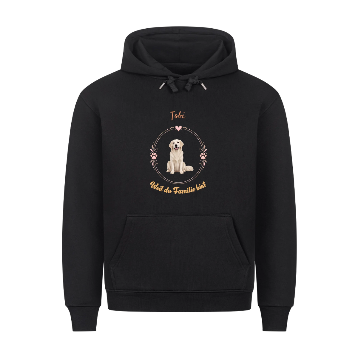 Personalisierter Oversized Hoodie-Foto deines Vierbeiners im Mittelpunkt